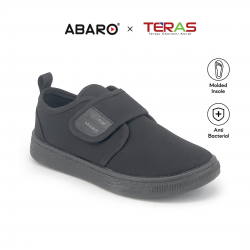 ABARO x TERAS 2655AC Kasut Sekolah Rendah Hitam Lekat Velcro Unisex